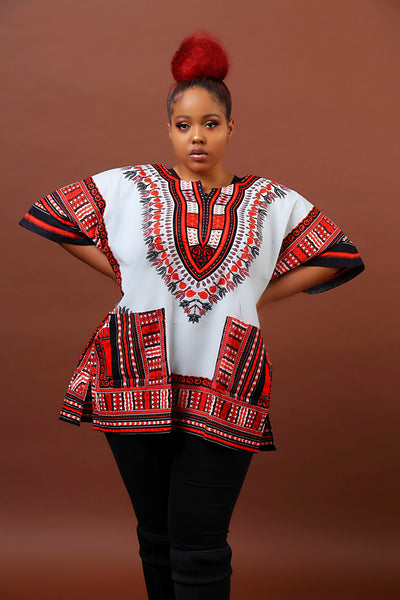 Red and white dashiki plus size