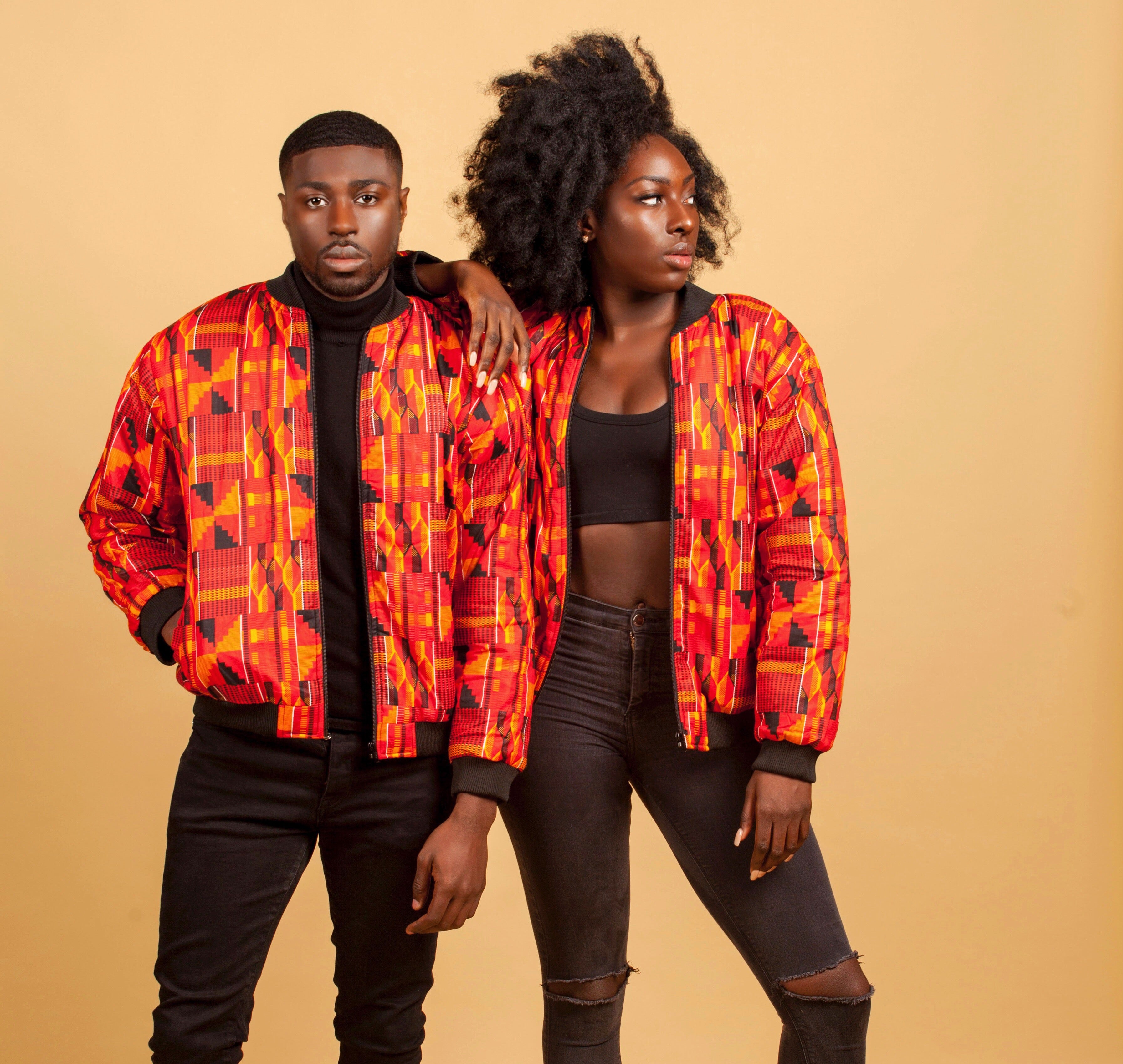 Kente Flames bomber jacket