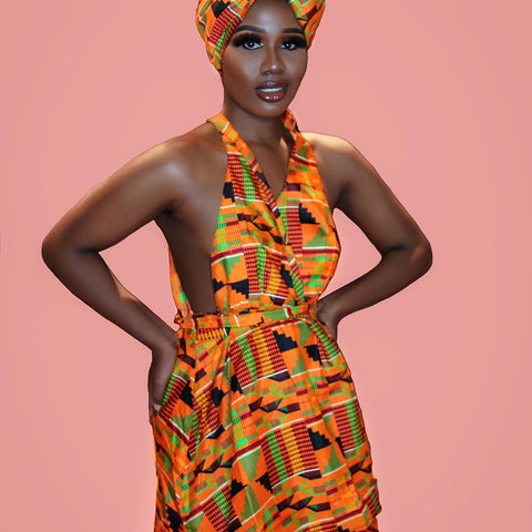 Kente Rew top and scarf