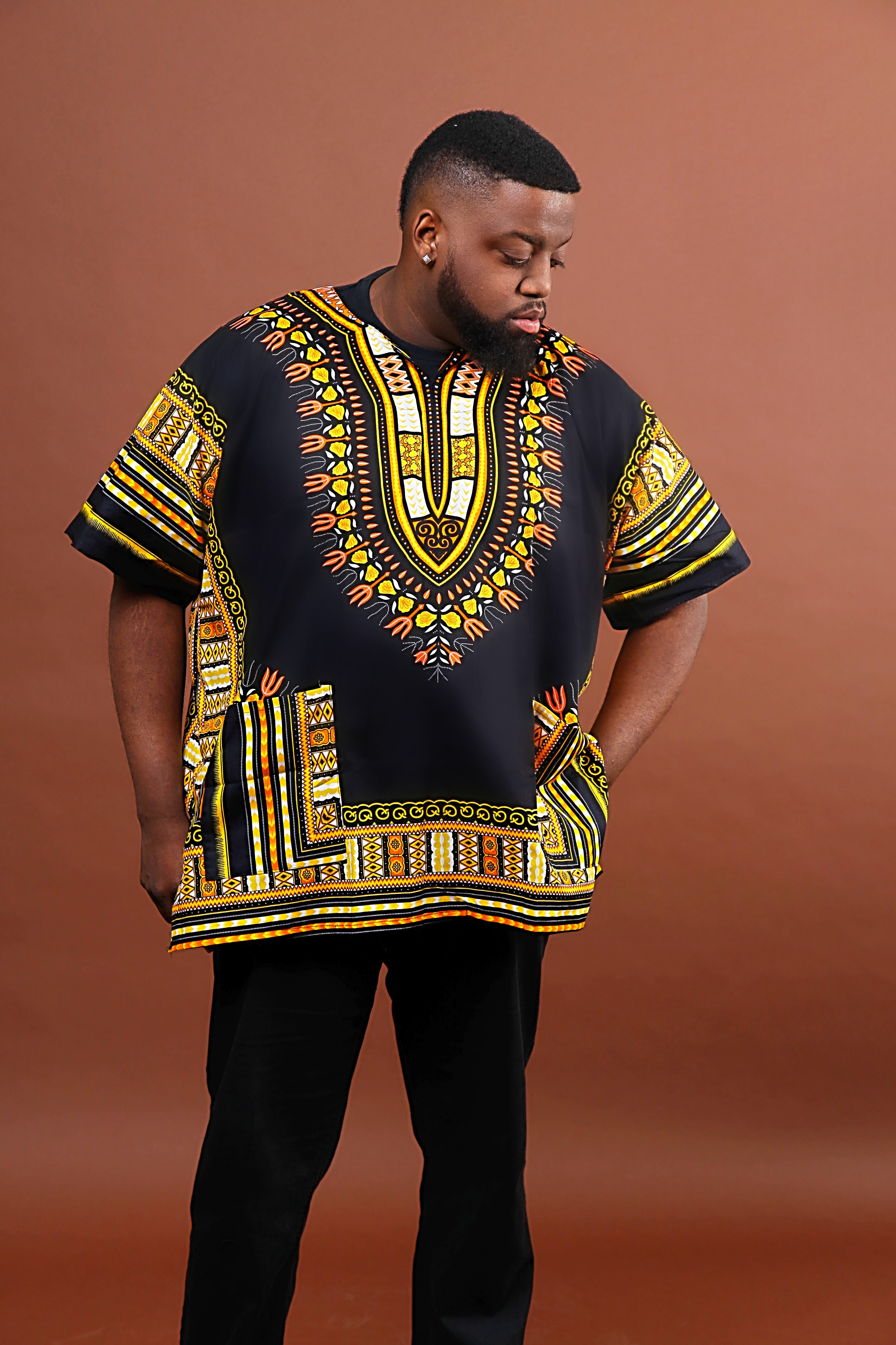 Black and gold dashiki plus size