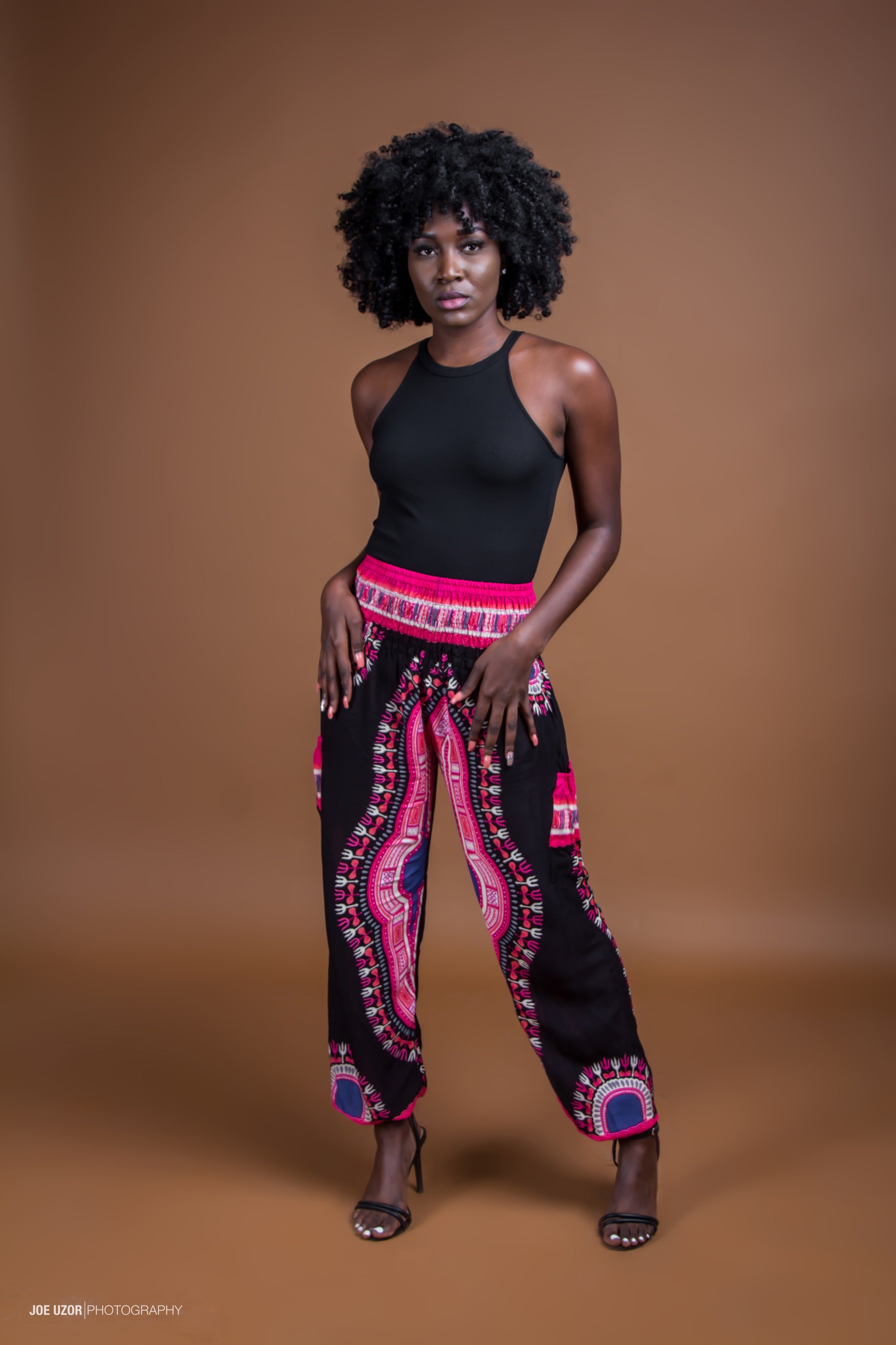 Pink and black tik pants