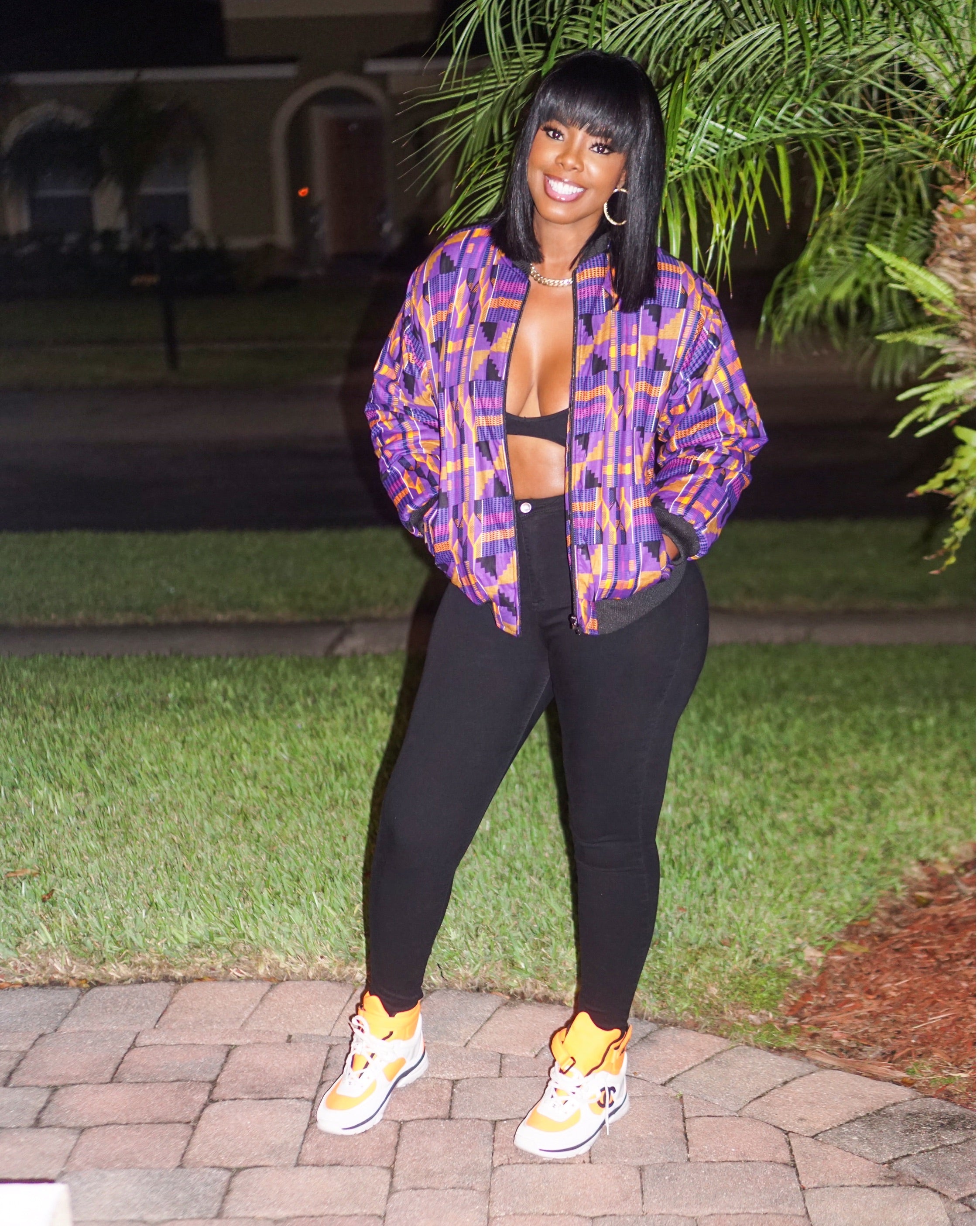 Kente mauve bomber jacket