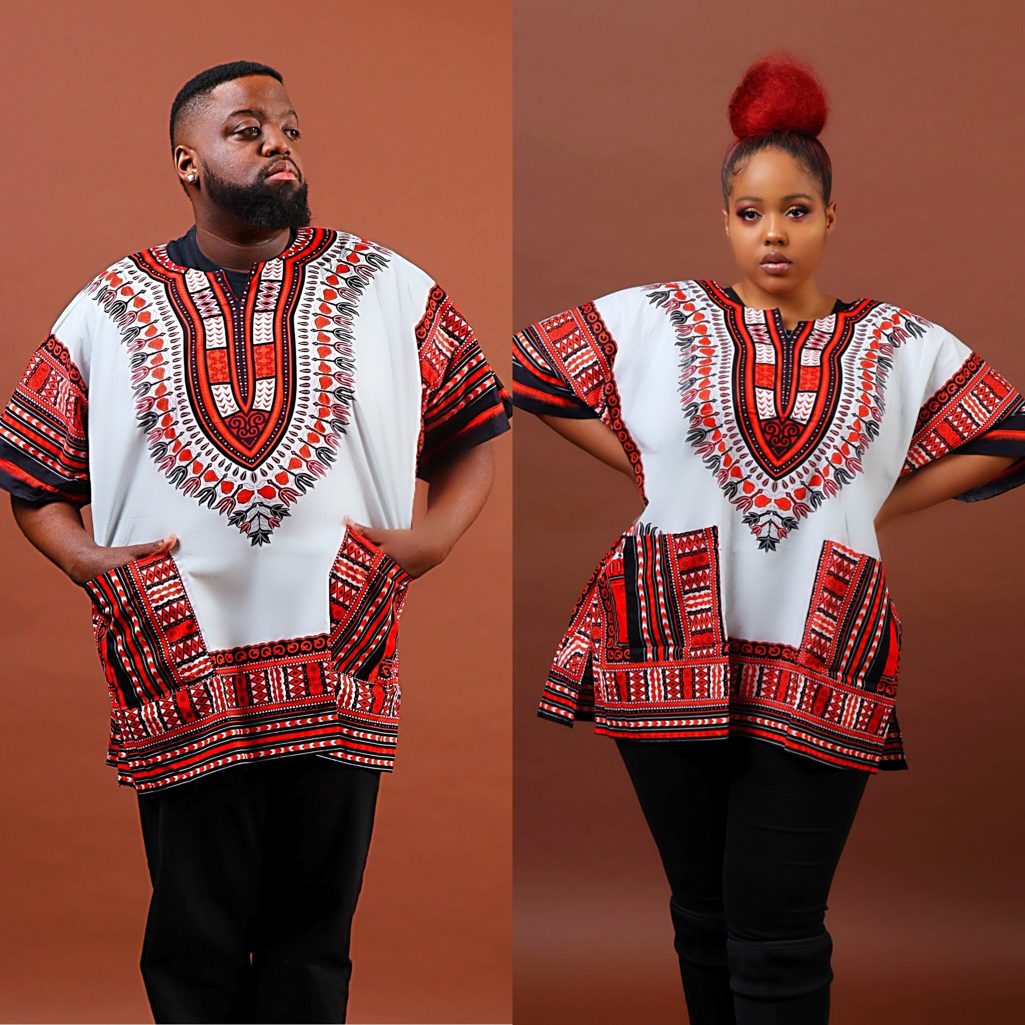 Red and white dashiki plus size